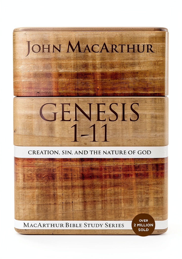 Installing MacArthur Bible Studies Genesis Commentary Christian Old on a wooden desk